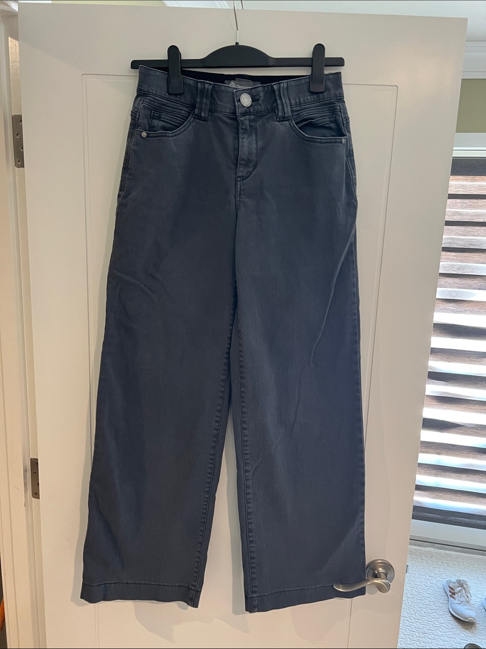 Democracy Wide-Leg High-Rise Jeans in Charcoal Gray